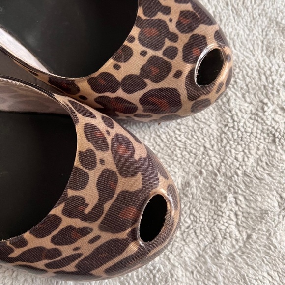 Melissa Peep Toe Jelly Ballerina Ballet Flats Leopard Animal Print Sz 5 - Picture 11 of 12